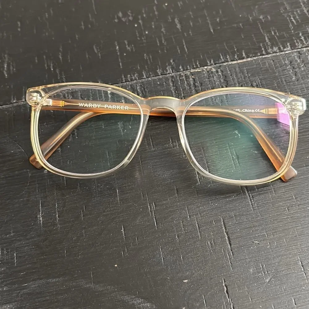 Warby Parker Bodie Crystal with English Oak Frame Prescription Glasses Unisex​